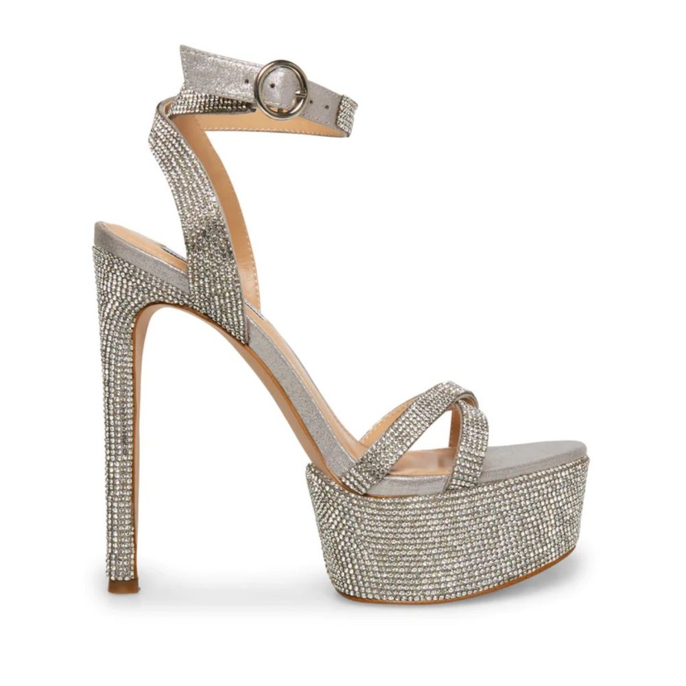 Steve Madden Rhinestone High Heel Platform heels Size W 8.0 US Silver